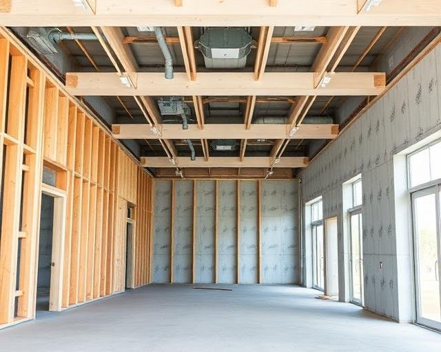 Commercial construction site nearing completion