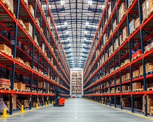 Warehouse with pallet racking and swept aisles