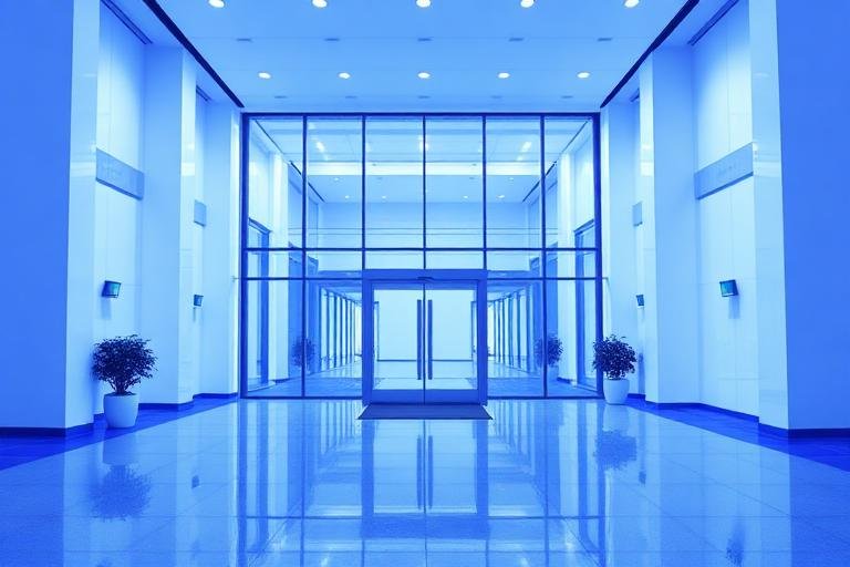 Bright commercial building lobby kept clean during the workday