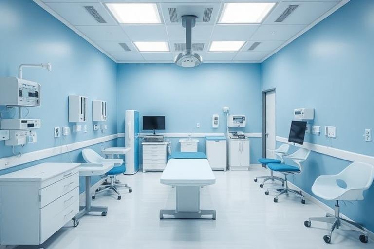 Sanitized medical exam room with clean surfaces