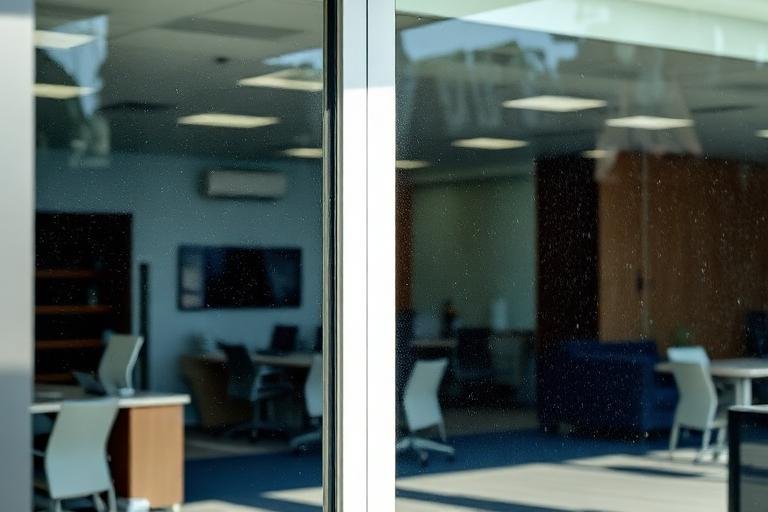 Streak-free office glass partitions and entry glass